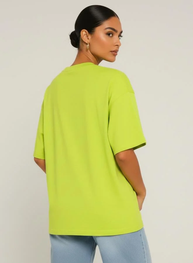 PAUSE Women Regular Fit Printed Neon T-Shirt